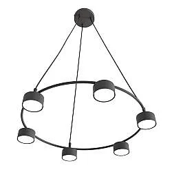 Lampadario Moderno 6 Luci Ondurguosh In Acciaio Nero Ad Anello E Cilindri