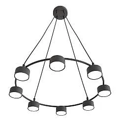 Lampadario Moderno 8 Luci Ondurguosh In Acciaio Nero Ad Anello E Cilindri