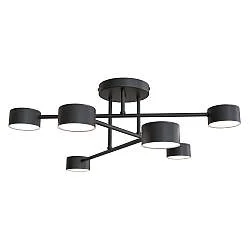 Plafoniera Moderna Thor 6 Luci Nera