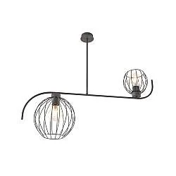 Lampada a Soffitto Industrial 2 Luci Tyr In Acciaio Nero Paralumi A Gabbia