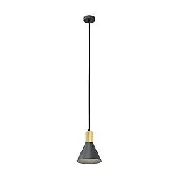Sospensione 1 Luce Sin Acciaio Nero Con Paralume A Cono Nero E Oro