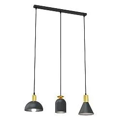 Lampadario 3 Luci Samildánach Acciaio Nero E Paralumi Forme Varie Nero Oro
