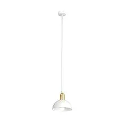 Sospensione 1 Luce Rigantona In Acciaio Bianco E Oro Diffusore A Cupola
