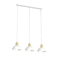 Lampadario 3 Luci Rigantona In Acciaio Bianco E Oro Diffusori A Cupola