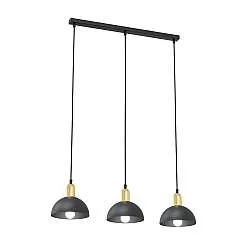 Lampadario 3 Luci Badb In Acciaio Nero E Oro Diffusori A Cupola