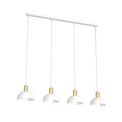 Lampadario 4 Luci Rigantona In Acciaio Bianco E Oro Diffusori A Cupola