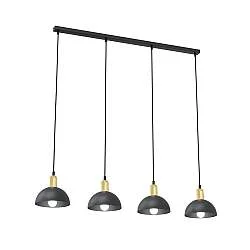 Lampadario 4 Luci Badb In Acciaio Nero E Oro Diffusori A Cupola