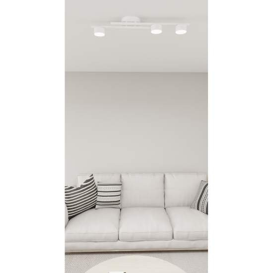 Plafoniera 3 Luci Freyr In Acciaio Bianco Diffusori Cilindrici LA0044-EB-PL3-BI