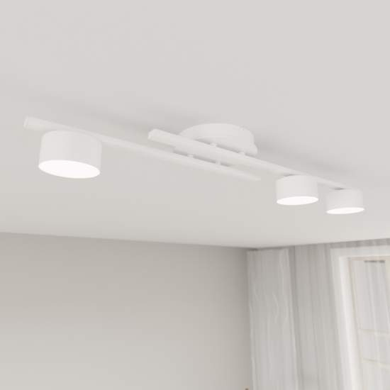 Plafoniera 3 Luci Freyr In Acciaio Bianco Diffusori Cilindrici LA0044-EB-PL3-BI