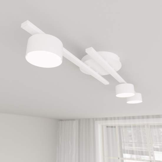 Plafoniera 3 Luci Freyr In Acciaio Bianco Diffusori Cilindrici LA0044-EB-PL3-BI