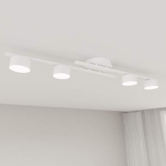 Plafoniera 4 Luci Freyr In Acciaio Bianco Diffusori Cilindrici LA0044-EB-PL4-BI