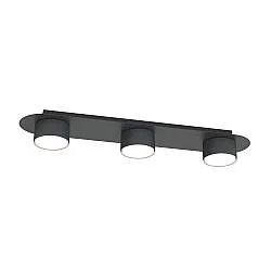 Plafoniera 3 Luci Freya In Acciaio Nero Diffusori A Cilindro