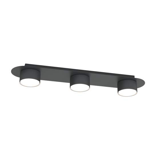 Plafoniera 3 Luci Freya In Acciaio Nero Diffusori A Cilindro LA0045-EB-PL3-NR