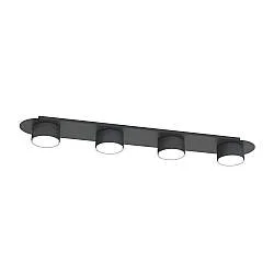 Plafoniera 4 Luci Freya In Acciaio Nero Diffusori A Cilindro