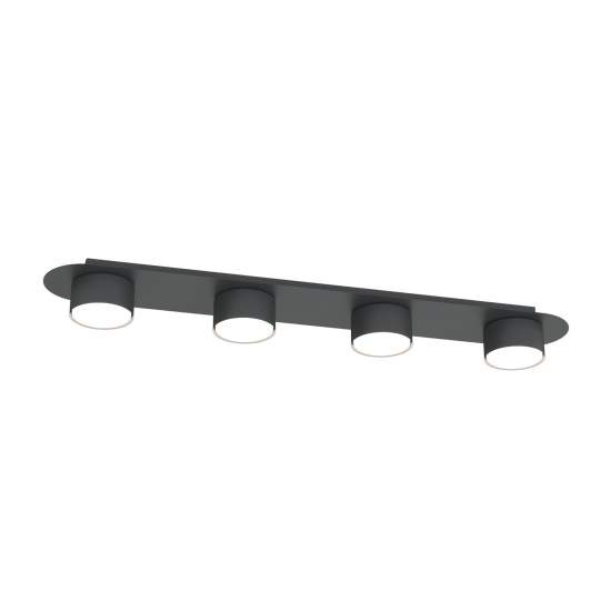 Plafoniera 4 Luci Freya In Acciaio Nero Diffusori A Cilindro LA0045-EB-PL4-NR