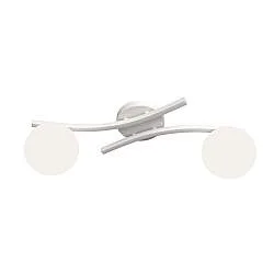 Plafoniera 2 Luci Hel In Accciaio Bianco E Sfere In Vetro Bianco