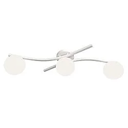 Plafoniera 3 Luci Hel In Accciaio Bianco E Sfere In Vetro Bianco