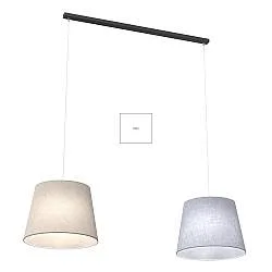 Lampadario A 2 Luci Okeanos Con Paralumi In Tessuto Beige E Grigio