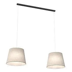 Lampadario A 2 Luci Okeanos Con Paralumi In Tessuto Beige