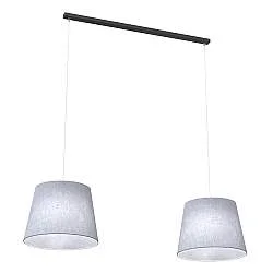 Lampadario A 2 Luci Okeanos Con Paralumi In Tessuto Grigio