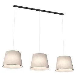 Lampadario A 4 Luci Okeanos Con Paralumi In Tessuto Beige