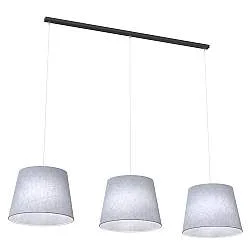 Lampadario A 4 Luci Okeanos Con Paralumi In Tessuto Grigio