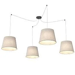 Sospensione 4 Luci Okeanos Con Fermacavi E Paralumi Beige