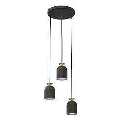 Lampadario Contemporaneo 3 Luci Mnemosyne Base Tonda Acciaio Nero E Oro