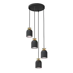 Lampadario Contemporaneo 4 Luci Mnemosyne Base Tonda Acciaio Nero E Oro
