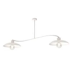 Lampada a Soffitto industrial 2 Luci Sekhmet In Acciaio Bianco E Diffusori A Cupola