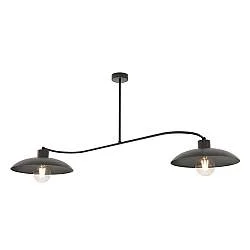 Lampada a Soffitto industrial 2 Luci Sekhmet In Acciaio Nero E Diffusori A Cupola