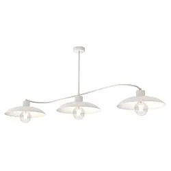 Lampada a Soffitto Industrial 3 Luci Sekhmet In Acciaio Bianco E Diffusori A Cupola