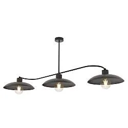 Lampada a Soffitto Industrial 3 Luci Sekhmet In Acciaio Nero E Diffusori A Cupola