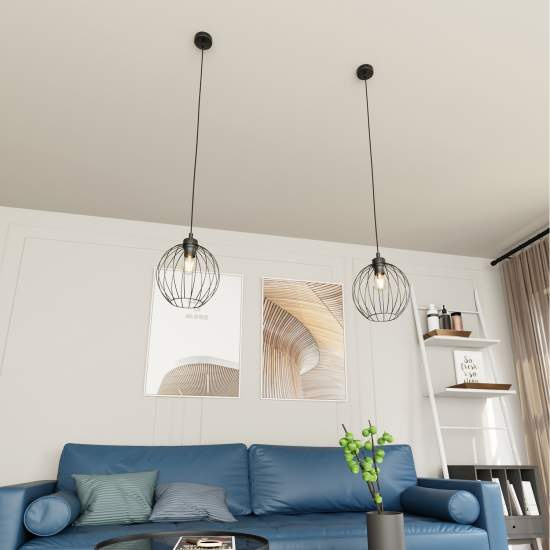 Sospensione Minimal Industrial Hathor 1 Luce Nera LA0056-EB-1-NR