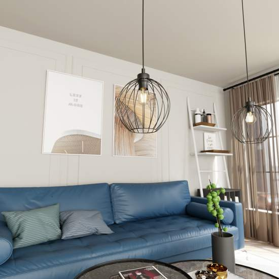 Sospensione Minimal Industrial Hathor 1 Luce Nera LA0056-EB-1-NR