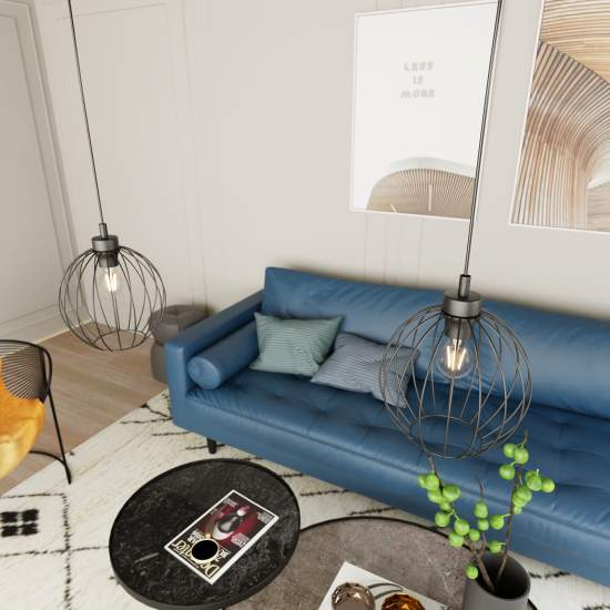 Sospensione Minimal Industrial Hathor 1 Luce Nera LA0056-EB-1-NR