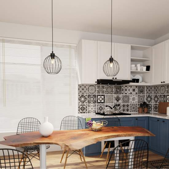 Sospensione Minimal Industrial Hathor 1 Luce Nera LA0056-EB-1-NR