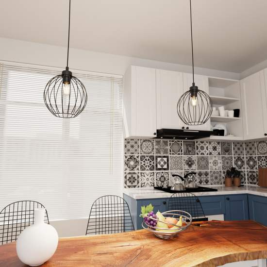 Sospensione Minimal Industrial Hathor 1 Luce Nera LA0056-EB-1-NR