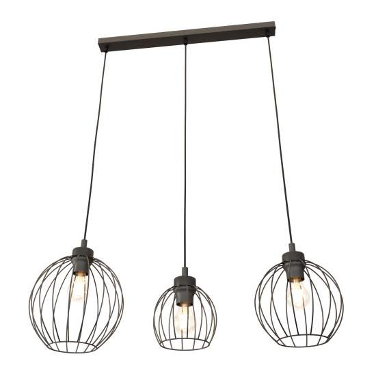 Sospensione Minimal Industrial Hathor 3 Luci Lineari Nera LA0056-EB-3-NR