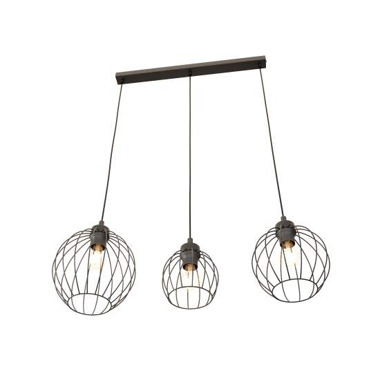 Sospensione Minimal Industrial Hathor 3 Luci Lineari Nera LA0056-EB-3-NR