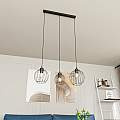 Sospensione Minimal Industrial Hathor 3 Luci Lineari Nera LA0056-EB-3-NR