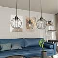 Sospensione Minimal Industrial Hathor 3 Luci Lineari Nera LA0056-EB-3-NR