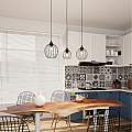Sospensione Minimal Industrial Hathor 3 Luci Lineari Nera LA0056-EB-3-NR