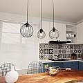 Sospensione Minimal Industrial Hathor 3 Luci Lineari Nera LA0056-EB-3-NR
