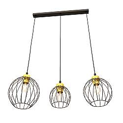 Sospensione Minimal Industrial Hathor 3 Luci Lineari Nera E Oro Sospensione Minimal Industrial Hathor 3 Luci Lineari Nera E Oro