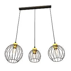Sospensione Minimal Industrial Euryphaessa 3 Luci Lineari Nera E Oro