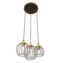 Sospensione Minimal Industrial Hathor 3 Luci Tonda Nera E Oro Sospensione Minimal Industrial Hathor 3 Luci Tonda Nera E Oro