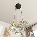 Sospensione Minimal Industrial Hathor 3 Luci Tonda Nera E Oro LA0056-EB-3-NR-OR2
