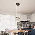 Sospensione Minimal Industrial Hathor 3 Luci Tonda Nera E Oro LA0056-EB-3-NR-OR2