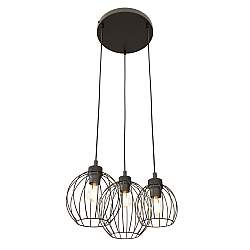 Sospensione Minimal Industrial Hathor 3 Luci Tonda Nera Sospensione Minimal Industrial Hathor 3 Luci Tonda Nera